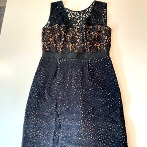Size 8 BCBG Dress - black and nude lace dress